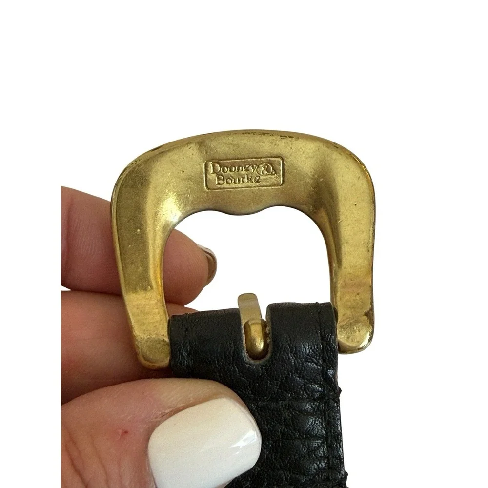 Dooney & Bourke All Weather Leather Belt Black Gold Tone Buckle Large 34-36